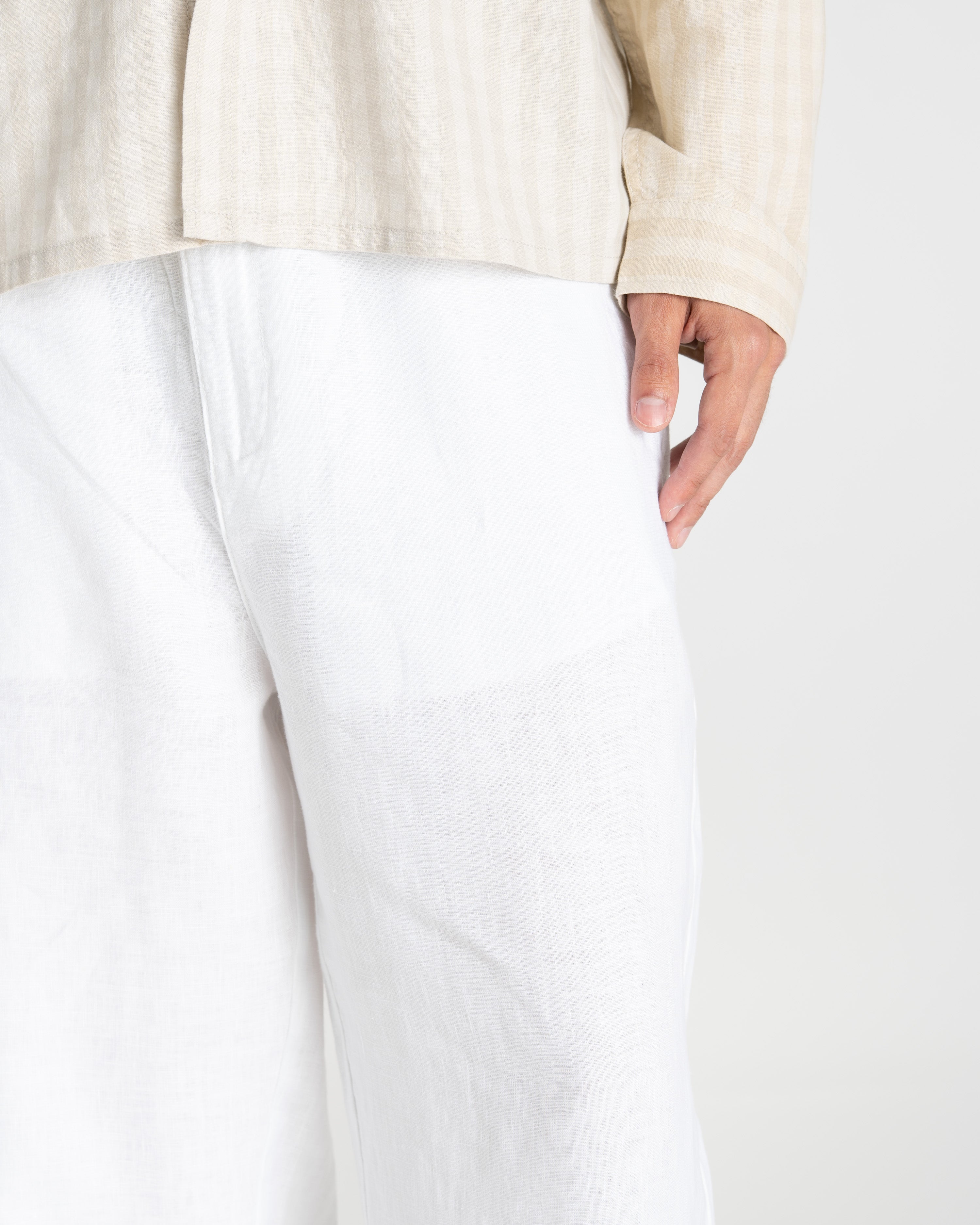Baggy 100% flax pants white